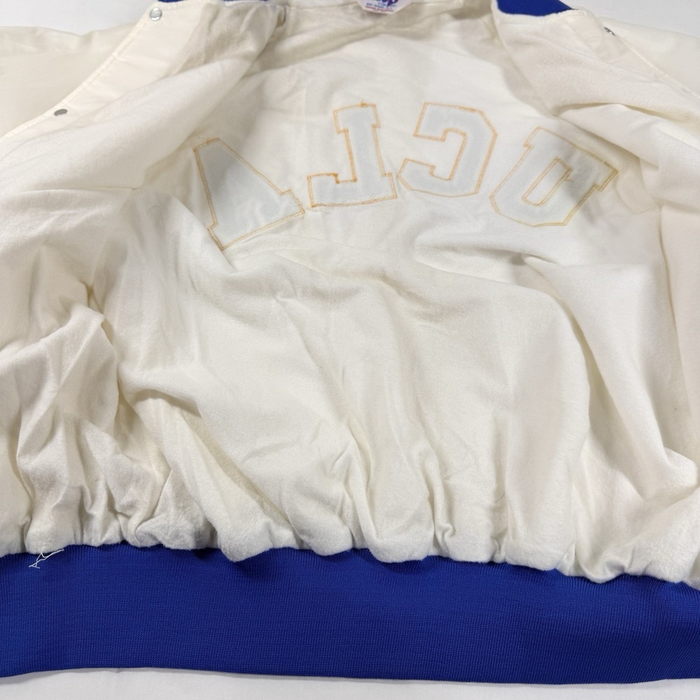 Vintage UCLA Satin Jacket MVP White Snap USA Mens‎ XL Bomber Embroidered 70s 80s - Picture 5 of 16